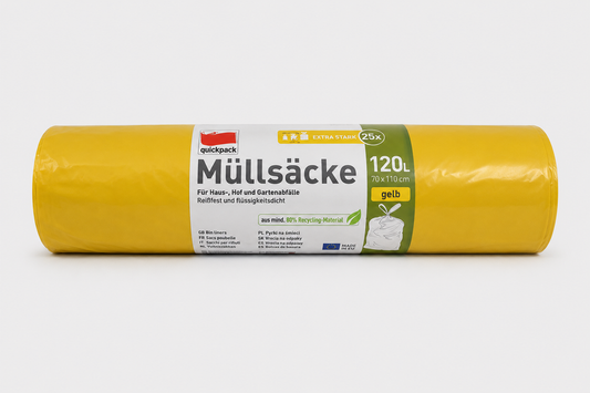 GELBE Müllsäcke 120 L für Haushalt, Garten & Industrie
